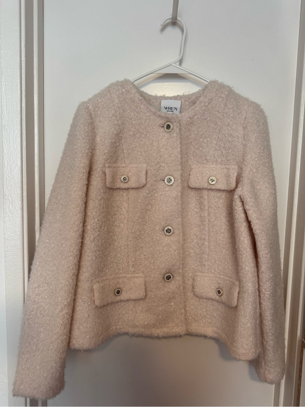 Wren Soft Blush Bouclé Buttoned Jacket